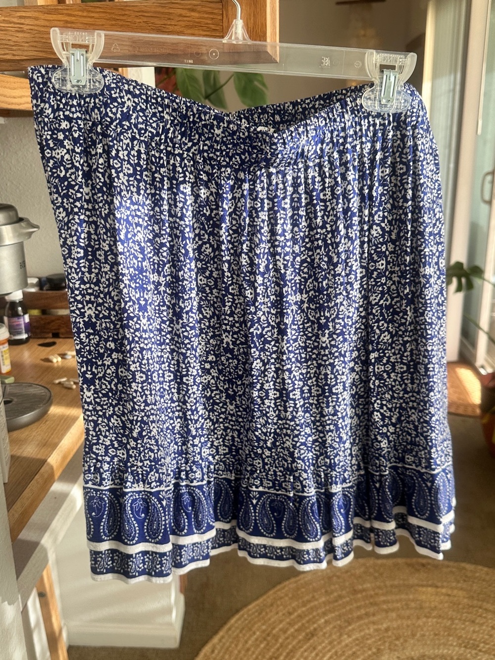Ava Chris Women’s Navy and White A-Line Printed Skirt